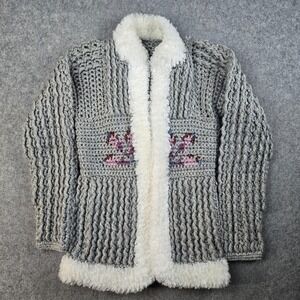 Vintage Latitudes Cardigan Sweater Womens S Floral Chunky Boho Cottagecore